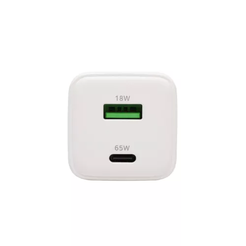 HOME SA65PPS USB hálózati szupergyors töltő, 65Watt, 2in1: USB-A + USB-C aljzat, QC + PD + PPS gyorstöltés, GaN technológia