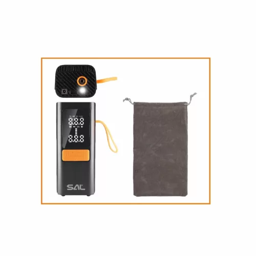 SAL SAAP6 Intelligens, automata pumpa, digitális légkompresszor telefon USB vésztöltővel, LED lámpával, vezeték nélküli, tölthető, ajándék tárolózsákkal
