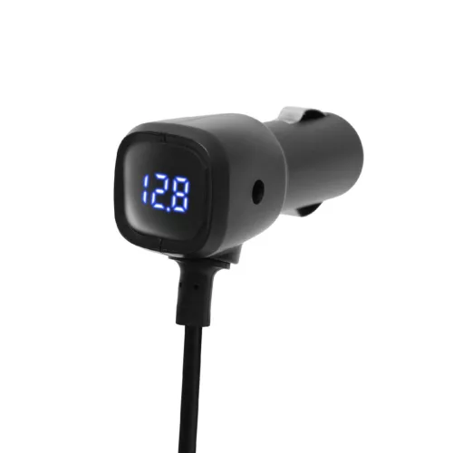 SAL SAU80W autós feszültségelosztó és USB töltő, 3.4A USB töltő, max.80Watt, fém burkolat, Voltmérő, autó-akkumulátor állapotának ellenőrzése, 12/24V járművekhez