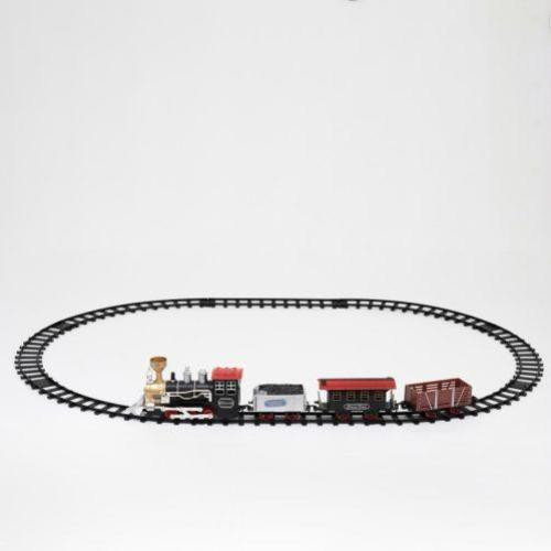 HOME TRN 01 elemes kisvasút, 1 mozdony és 3 vagon, vízgőzt képez, piros LED világítás, hanghatás, 47 cm-es pálya