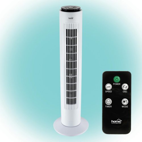 Home TWFR 74 oszlopventilátor, 50 W, 74 cm, 3 fokozat, 75°-os oszcillálás, távirányító, fehér