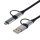 Home USB MULTI 4in1 töltőkábel, USB-C, microUSB, USB-A, QC, PD, szőtt nejlon, 480 Mbps, 60Wmax, 1,5m vezeték
