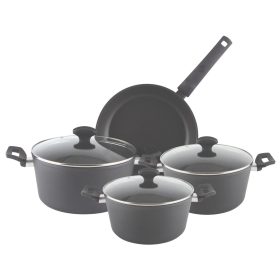   Zilan ZLN3277 edénykészlet, 7 db-os, tapadásmentes belső bevonat, 3 edény és 1 serpenyő, fekete színű
