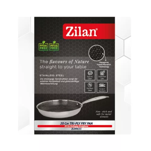 Zilan ZLN9655 Hexachef serpenyő, 20 cm, 1 liter, 3 rétegű, hatszögletű hibrid tapadásmentes belső