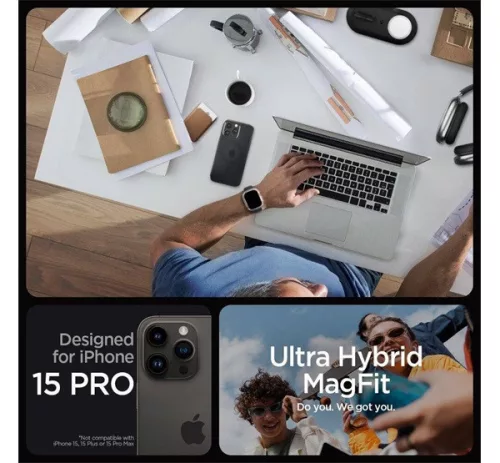 Spigen Ultra Hybrid MagFit Apple iPhone 16 Pro tok, MagSafe, Frost, fekete