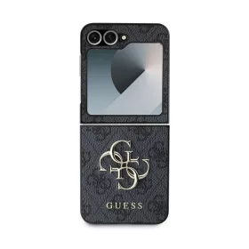   Guess 4G Metal Logo PU Samsung Galaxy Z Flip 6 / Flip 7 FE hátlap tok, szürke