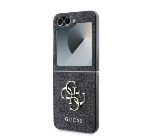 Guess 4G Metal Logo PU Samsung Galaxy Z Flip 6 / Flip 7 FE hátlap tok, szürke