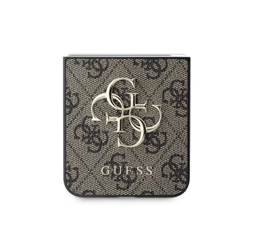 Guess 4G Metal Logo PU Samsung Galaxy Z Flip 6 / Flip 7 FE hátlap tok, barna