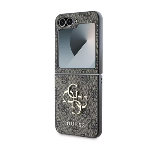 Guess 4G Metal Logo PU Samsung Galaxy Z Flip 6 / Flip 7 FE hátlap tok, barna