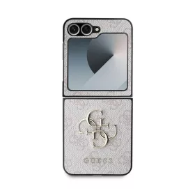   Guess 4G Metal Logo PU Samsung Galaxy Z Flip 6 / Flip 7 FE hátlap tok, rózsaszín