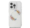 Guess IML Flowers Wreath iPhone 16 Pro MagSafe kemény hátlap tok, átlátszó GUHMP16LHFWFCT