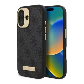   Guess 4G Logo Plate iPhone 16 Plus MagSafe kemény hátlap tok, fekete GUHMP16MU4GPRK
