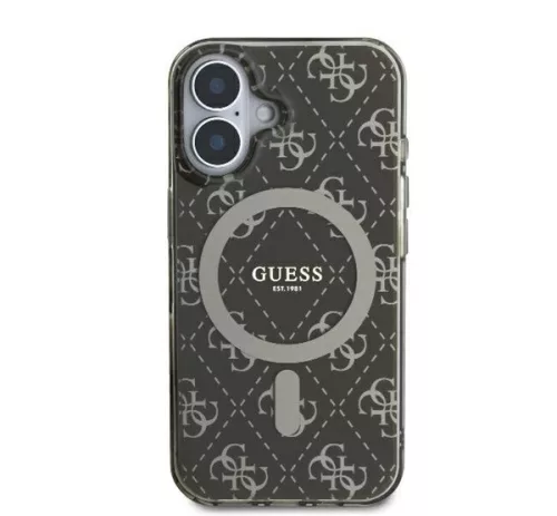 Guess IML 4G Background iPhone 16 MagSafe kemény hátlap tok, barna GUHMP16SH4DTEW