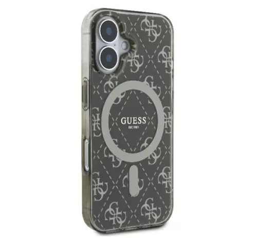 Guess IML 4G Background iPhone 16 MagSafe kemény hátlap tok, barna GUHMP16SH4DTEW