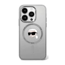   Karl Lagerfeld IML Metal Karl Head iPhone 16 Pro Max MagSafe kemény hátlap tok, fekete KLHMP16XHLSKIK