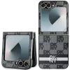 DKNY PU Leather Checkered Pattern and Stripe Samsung Galaxy Z Flip 6 / Flip 7 FE hátlap tok, fekete