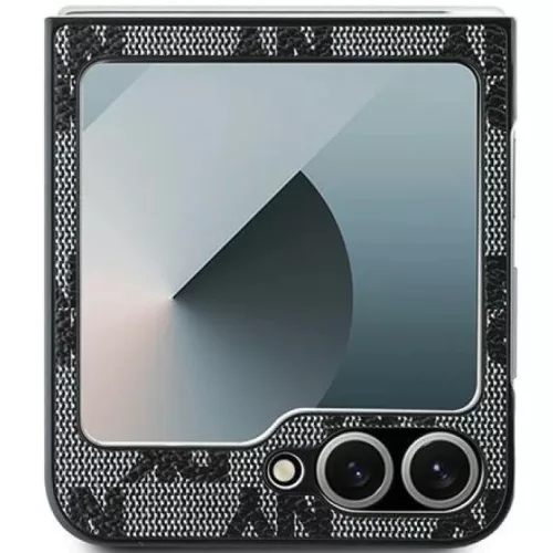 DKNY PU Leather Checkered Pattern and Stripe Samsung Galaxy Z Flip 6 / Flip 7 FE hátlap tok, fekete