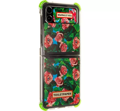 Samsung Galaxy Flip4 Toiletpaper rózsa mintás gyári tok, zöld (GP-FPF721HICGY)