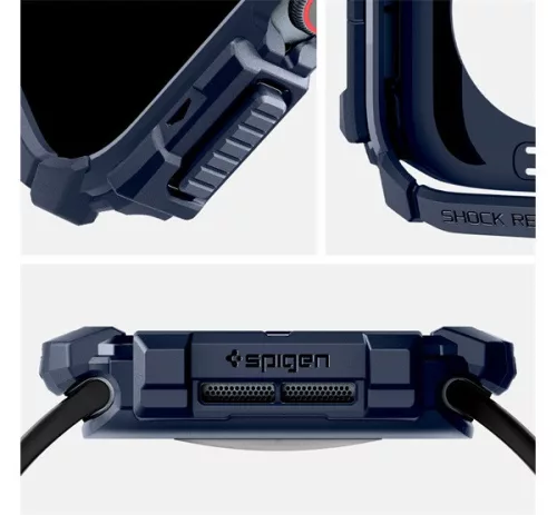 Spigen Rugged Armor Apple Watch 10 46mm tok, Navy Blue, kék
