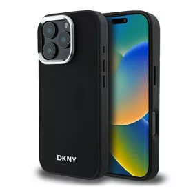   DKNY Plain Silver Logo iPhone 16 Pro Max MagSafe hátlap tok, fekete DKHMP16XPSCMCLK