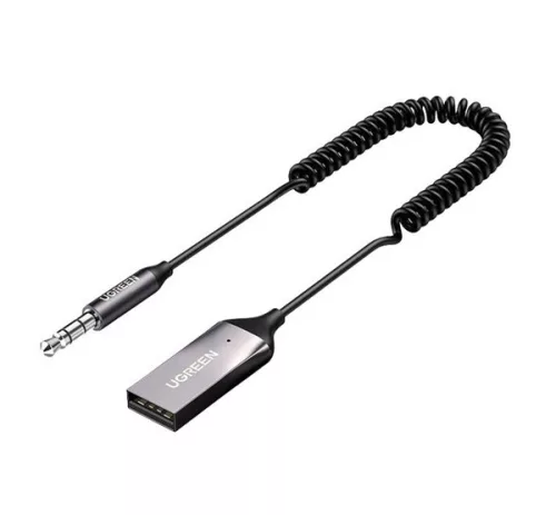 Ugreen Bluetooth 5.3 audio vevő USB-A kábel, audio adapter, AUX, jack csatlakozóval, fekete