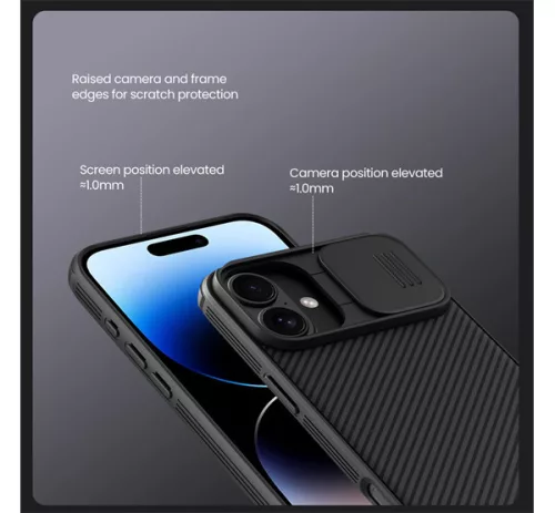 Nillkin CamShield Pro Apple iPhone 16 műanyag hátlap tok, fekete