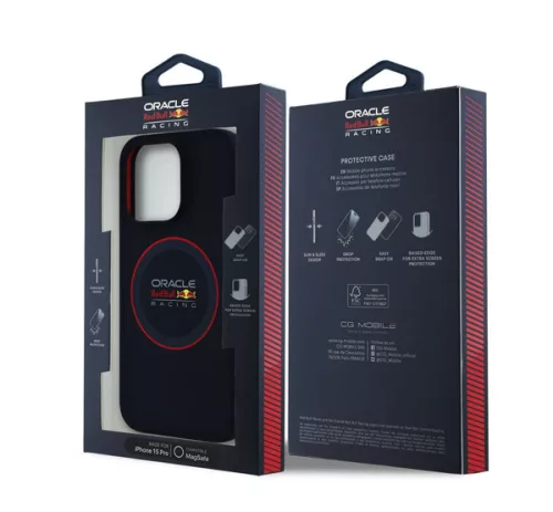 Red Bull Red Ring iPhone 15 Pro szilikon MagSafe tok, tengerészkék