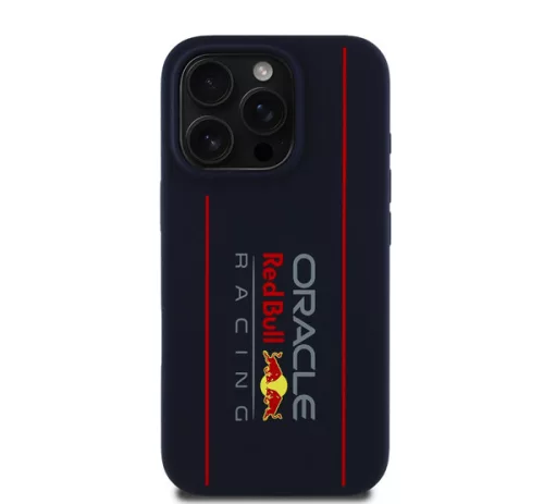 Red Bull Vertical Logo iPhone 16 Pro szilikon MagSafe tok, tengerészkék