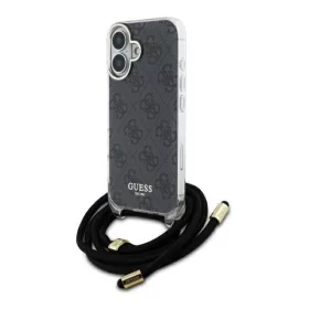   Guess Crossbody Cord 4G Print iPhone 16 hátlap tok, fekete GUHCP16SHC4SEK