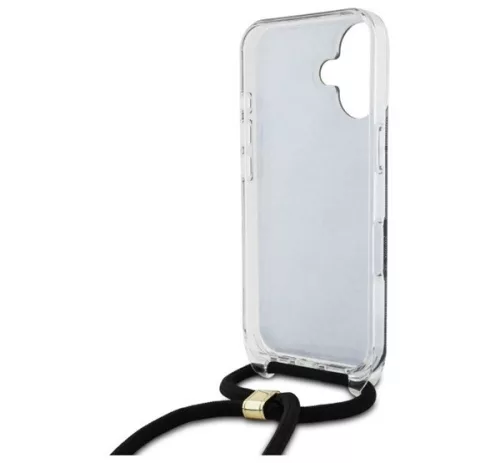 Guess Crossbody Cord 4G Print iPhone 16 hátlap tok, fekete GUHCP16SHC4SEK