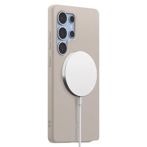 Spigen Silicone Fit MagFit Samsung Galaxy S25 Ultra tok, Natural Titanium, bézs