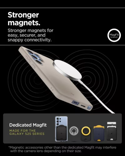 Spigen Silicone Fit MagFit Samsung Galaxy S25 Ultra tok, Natural Titanium, bézs