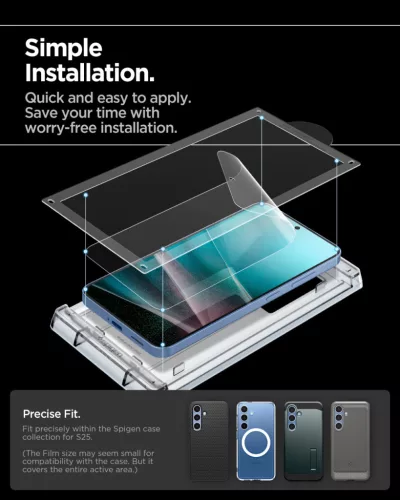 Spigen EliteShield EZ Fit HD Samsung Galaxy S25 Ultra kijelzővédő fólia felhelyező kerettel (1db)