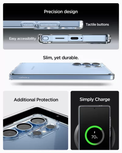 Spigen Ultra Hybrid Samsung Galaxy S25 Ultra tok, Crystal Clear, átlátszó