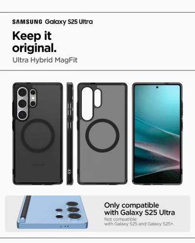 Spigen Ultra Hybrid MagFit Samsung Galaxy S25 Ultra tok, Frost Black, fekete