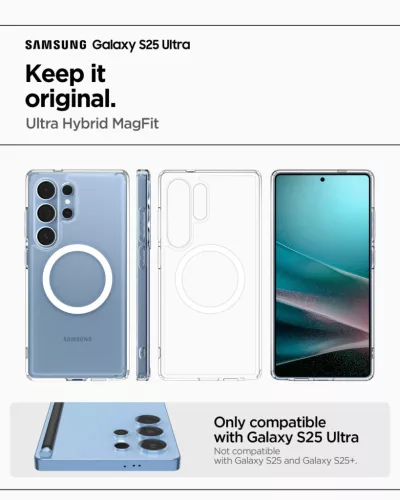Spigen Ultra Hybrid MagFit Samsung Galaxy S25 Ultra tok, átlátszó-fehér