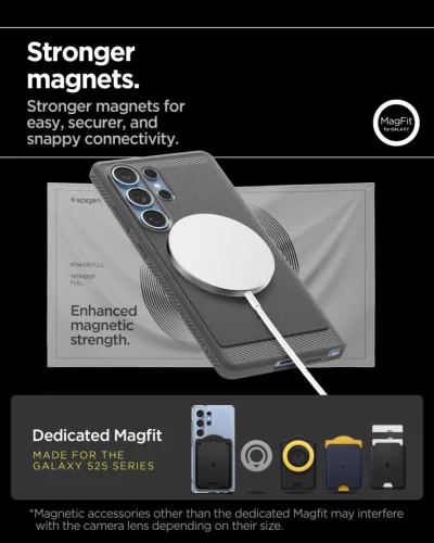 Spigen Rugged Armor MagFit Samsung Galaxy S25 Ultra tok, Marble, szürke