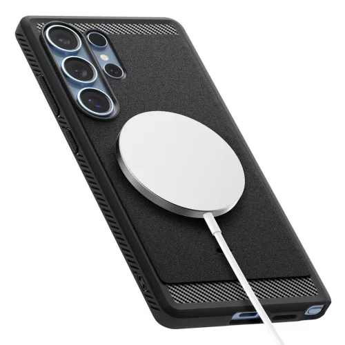 Spigen Rugged Armor MagFit Samsung Galaxy S25 Ultra tok, Matte Black, fekete