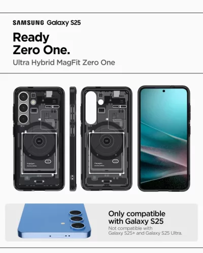 Spigen Ultra Hybrid MagFit Samsung Galaxy S25 tok, Zero One, fekete