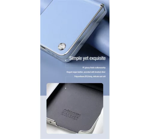 Nillkin CamShield Flip Samsung Galaxy Z Flip 6 / Flip 7 FE vegán bőr tok, fekete