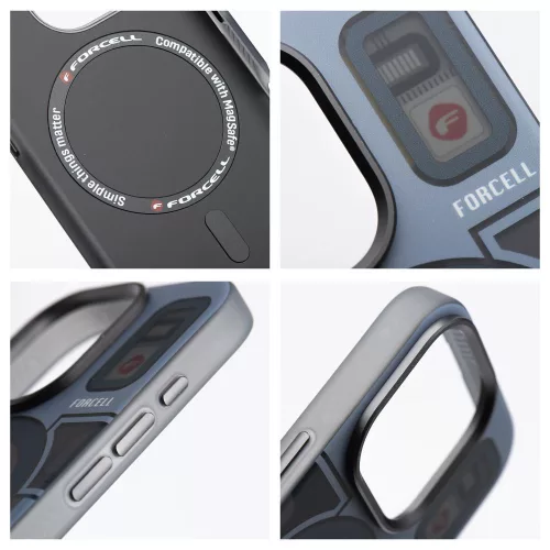 Forcell F-Protect Levels Samsung Galaxy S25 ütésálló MagSafe tok, Cyber, kék-szürke