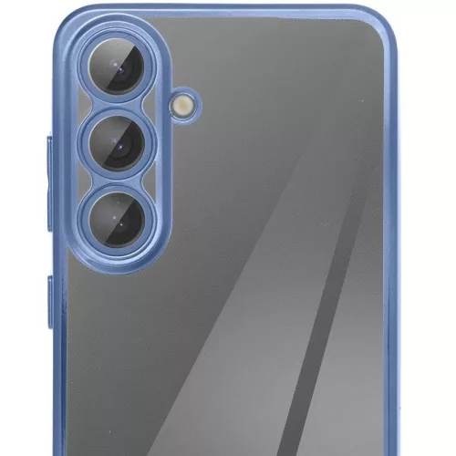 Glam Samsung Galaxy S25 szilikon tok kameravédő-lencsével, kék