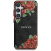 Guess Leather 4G Flowers Print Metal Classic Logo MagSafe Samsung Galaxy S25 kemény hátlap tok, fekete
