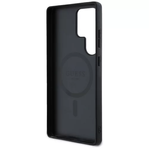 Guess Leather 4G Colored Ring Classic Logo MagSafe Samsung Galaxy S25 Ultra kemény hátlap tok, barna