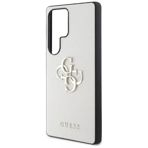 Guess Grained Big 4G Logo Small Classic Logo Samsung Galaxy S25 Ultra  kemény hátlap tok, bézs