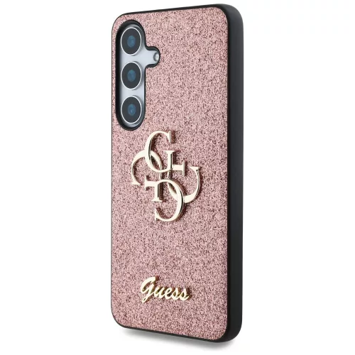 Guess Fixed Glitter Big 4G Metal Logo Samsung Galaxy S25 kemény hátlap tok, rózsaszín