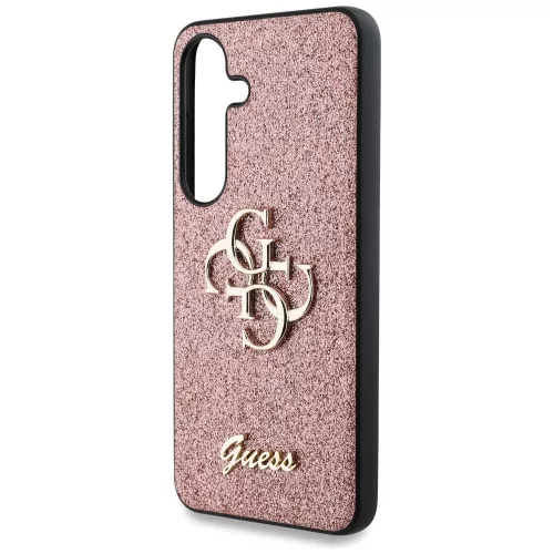 Guess Fixed Glitter Big 4G Metal Logo Samsung Galaxy S25 kemény hátlap tok, rózsaszín