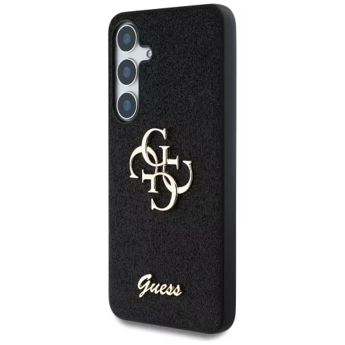 Guess Fixed Glitter Big 4G Metal Logo Samsung Galaxy S25 kemény hátlap tok, fekete
