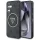 Guess 4G Glitter Triangle Buttons Samsung Galaxy S25 MagSafe kemény hátlap tok, fekete
