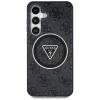 Guess 4G Glitter Triangle Buttons Samsung Galaxy S25 MagSafe kemény hátlap tok, fekete